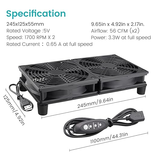 Wathai 240mm Router Cooling Fan for Computer Cooler Small Box 5V USB