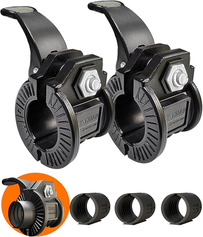 ZY-HUAN Barbell Clips 1 inch Barbell Clamps 0.9-1.18inch Quick Release Weight Clips for Bars Multi-Size Adjustable Olympic Barbell Clamps
