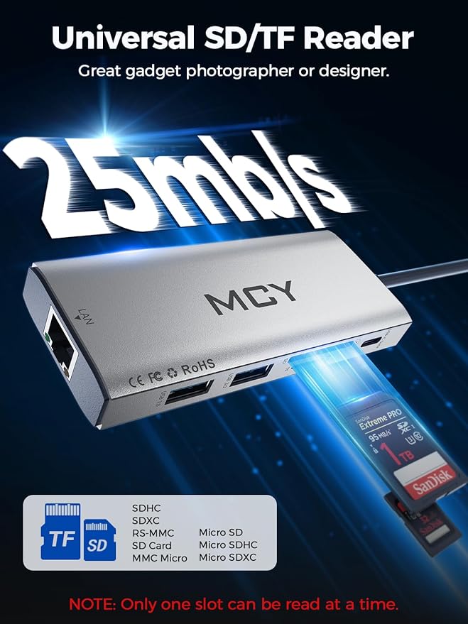 MCY USB C Hub,Laptop Docking Station Dual Monitor Single 8K,2x4K@60Hz,10in1 Type-C Multiport Adapter with PD100W,Card Reader,Extender,Splitter,Ethernet Dock for MacBook Ipad Pro/Dell/HP/Surface etc.