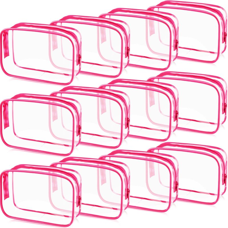 Weewooday 12 Pieces Clear Makeup Bags Cosmetic Storage Bags PVC Zipper Pouches Travel Waterproof Makeup Plastic Case for Women Organizing Toiletries Traveling Bathroom