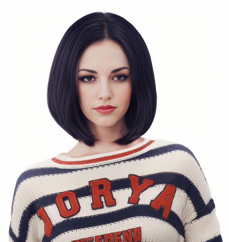 NJJYXH 14 Inches Black Lace Front Wigs for Women Short Straight Bob Wig with Middle Part Synthetic Hair for Cosplay or Daily Use