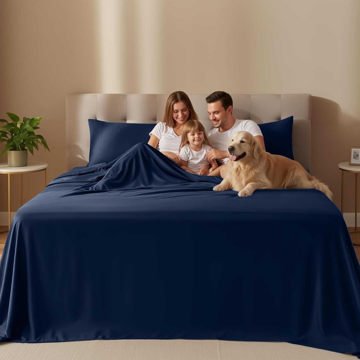 Utopia Bedding King Size Sheet Set - Soft, Breathable Microfiber | 4-Piece Navy Blue Bed Sheets