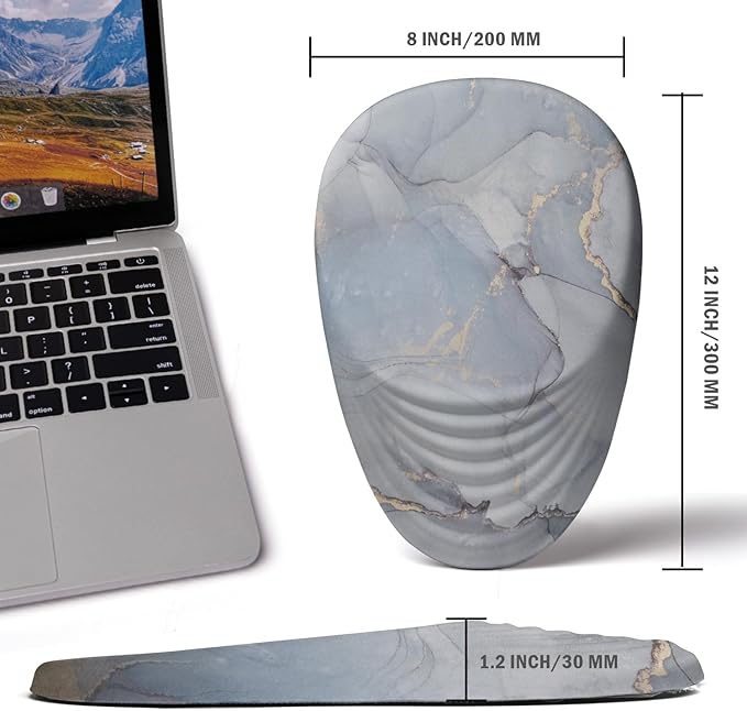 LSLXDCLJ Ergonomic Mouse Pad with Wrist Rest Support,Mousepad Relief Carpal Tunnel Pain, Entire Memory Foam Mouse Pad with Non-Slip PU Base, Wireless Mouse Pad, Cloud Marble