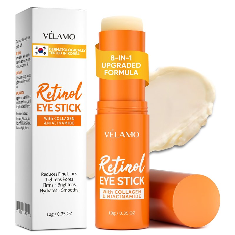 VELAMO ADVANCED Retinol Eye Stick: Plumping & Smoothing Under Eye Balm for Dark Circles, Puffiness & Wrinkles - Made in Korea, Upgraded Formula with Collagen, Niacinamide & Peptides, 0.35 OZ/10g