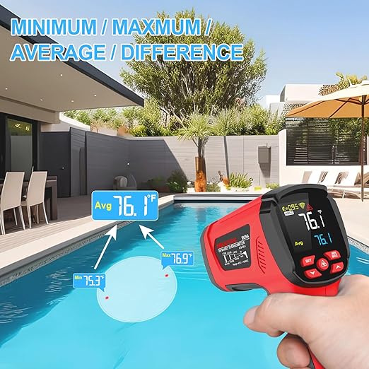 -40℉~2912℉ MESTEK Infrared Thermometer High Temperature Gun,50:1 Dual Laser Thermometer/K-Probe 14°F - 932°F, Digital Laser IR Temp Gun for Cooking,Pizza Oven, Engine, Kiln, Forging, Industrial Use ﻿