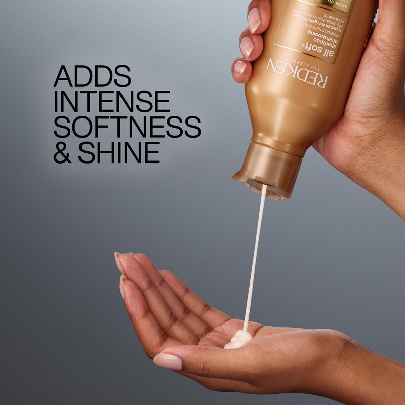 Redken All Soft Shampoo - Moisturizes & Hydrates Dry, Brittle Hair, Gently Cleanses & Softens, Adds Shine, With Argan Oil, Safe For Color-Treated Hair, Sulfate Free