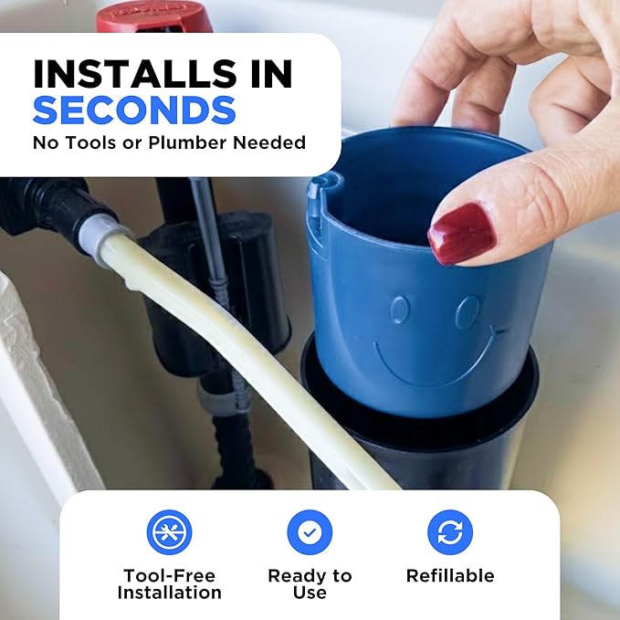 Happy Toilet Cleaner Deuce - Compatible w/Kohler Toilets & Canister Flushing Systems, Automatic Toilet Bowl Cleaner Toilet Tablet Holder Toilet Cleaning System for Auto Filter Self Cleaning Flush 2PK