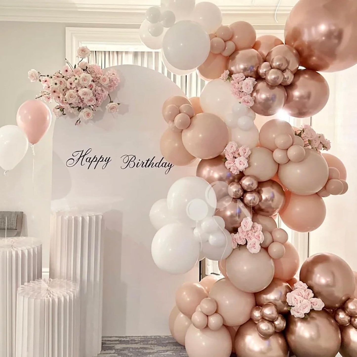 Voircoloria Rose Gold Balloon Garland Kit - 90 Pack with Various Sizes for Weddings, Graduations & Parties