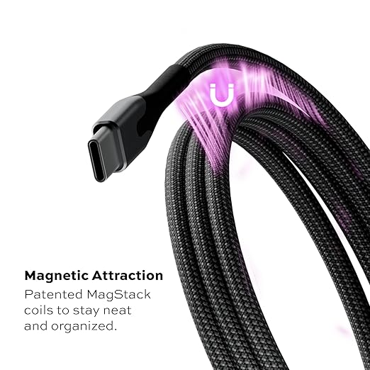 Statik MagStack Pro USB C to USB C Cable, Magnetic Type C Charger Fast Charging Cord, On The Go Magnetic Charging Cable for Car, Compatible with iPhone, iPad & Android, 100W 3FT
