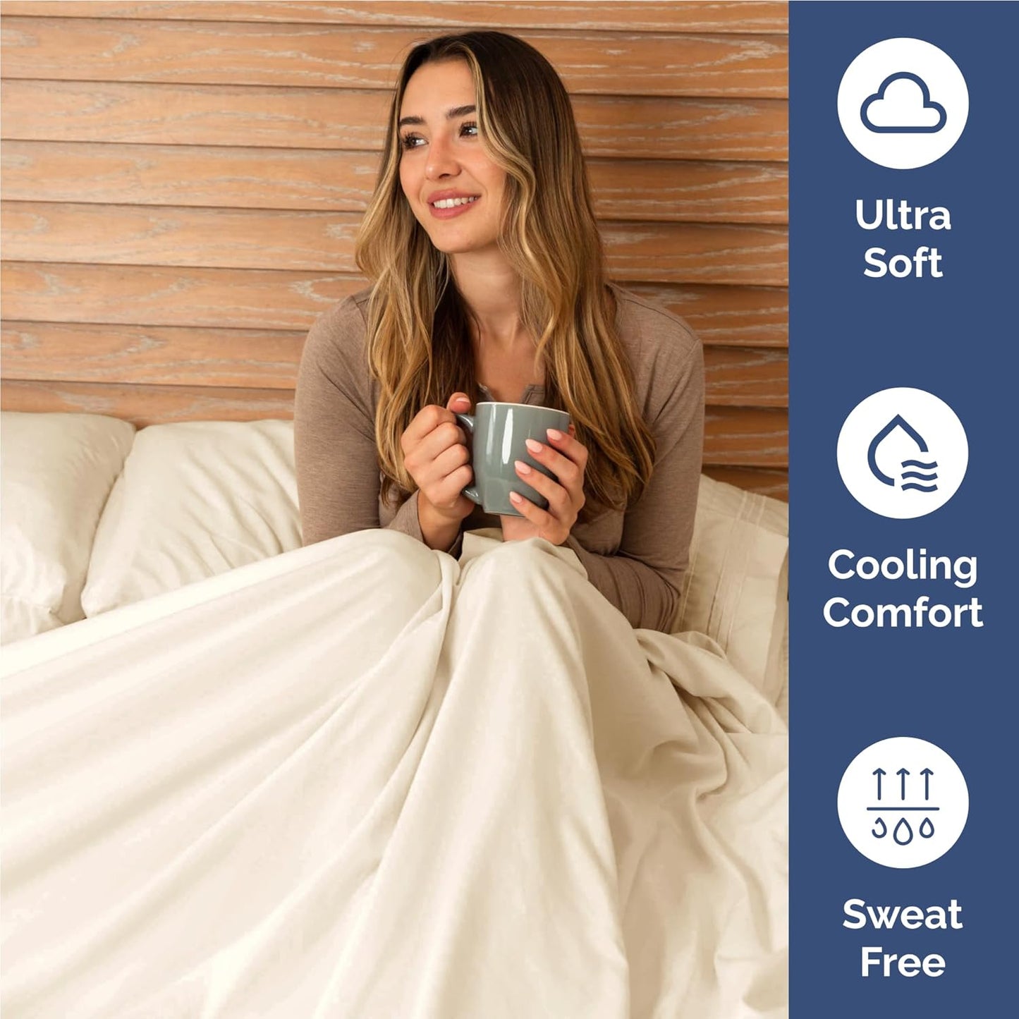 Skiennix Full Size 4-Piece Sheet Set - Comfy, Breathable & Cooling Bedding - Ultra-Soft, Deep Pockets, Off White