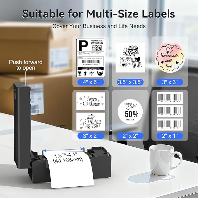 Hoorola Bluetooth Thermal Label Printer, Wireless 4x6 Shipping Label Printer for Small Business & Shipping Packages, Support iPhone, Android, Windows, macOS, Work for Amazon, Shopify, Etsy, USPS