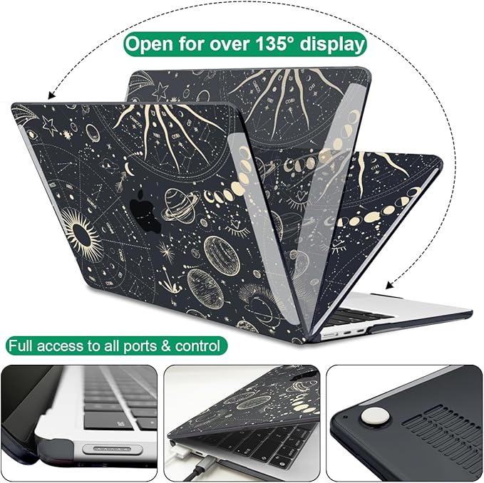 LCMOCICO for MacBook Air 13 inch Case M5 M4 M3 M2 Chip 2026 2025-2022 Release A3449 A3240 A3113 A2681, Scratch Resistant Hard Shell Protective Laptop Cover for Mabook Air 13.6 M5 2026, Constellation