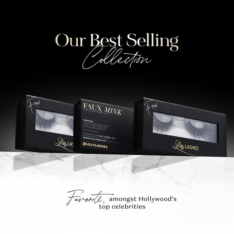 Lilly Lashes 3D Mykonos Faux Mink Strip Eyelashes, False Eyelashes Dramatic Look, Reusable False Lashes, Fake Lashes Pack, Lash Strips with Luxury Silk Like Fibers, No Lash Glue Included