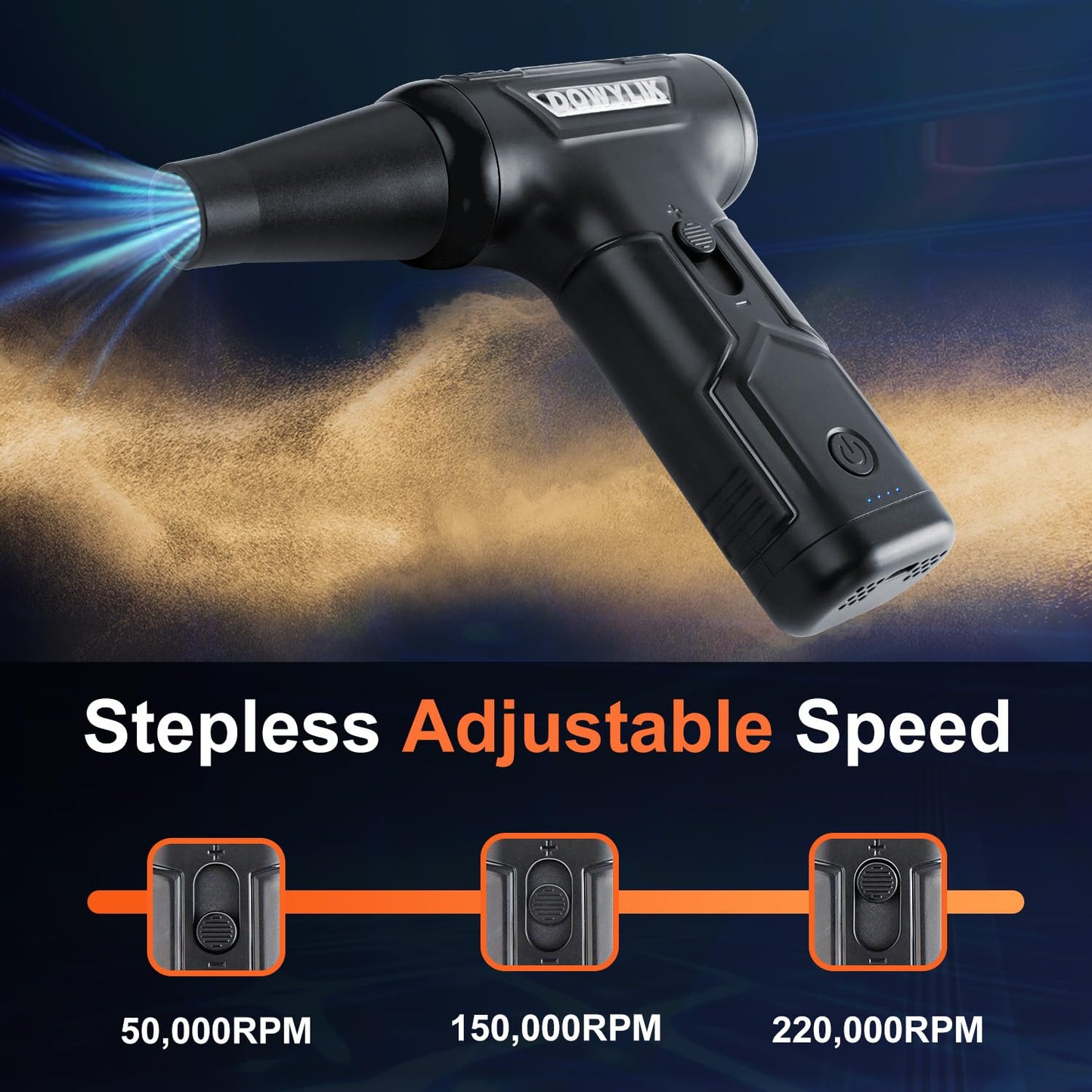 DOWYLIK Compressed Air Duster, 220,000RPM Strong Compressed Air, Brushless Canned Air Duster for Computer with LED, 3 Speed Speed Mini Blower Air Blower for Car, Computer, Keyboard