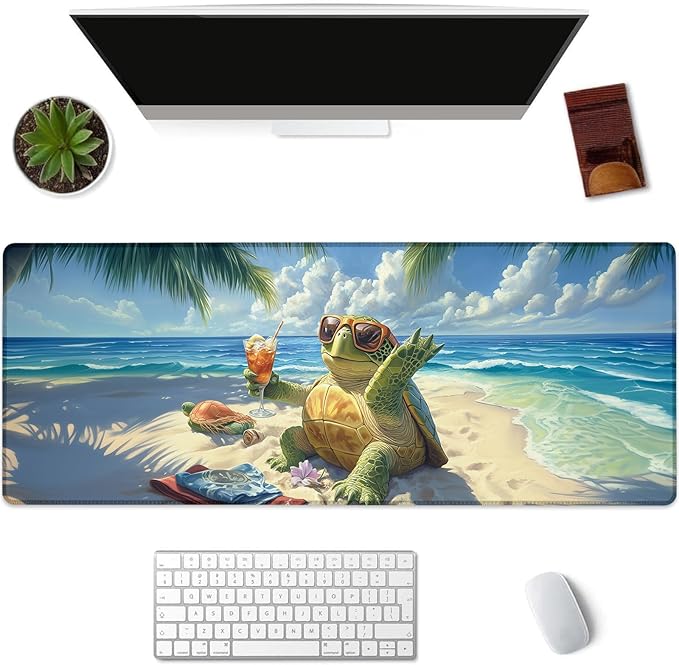 Kibue Turtle Gaming Mouse Pad Extended Desk Computer Keyboard Laptop Mouse Pads for Gaming Home Office Work, Large Long Desk Mat Mousepad with Non-Slip Rubber Base 31.5×11.8inch(17)