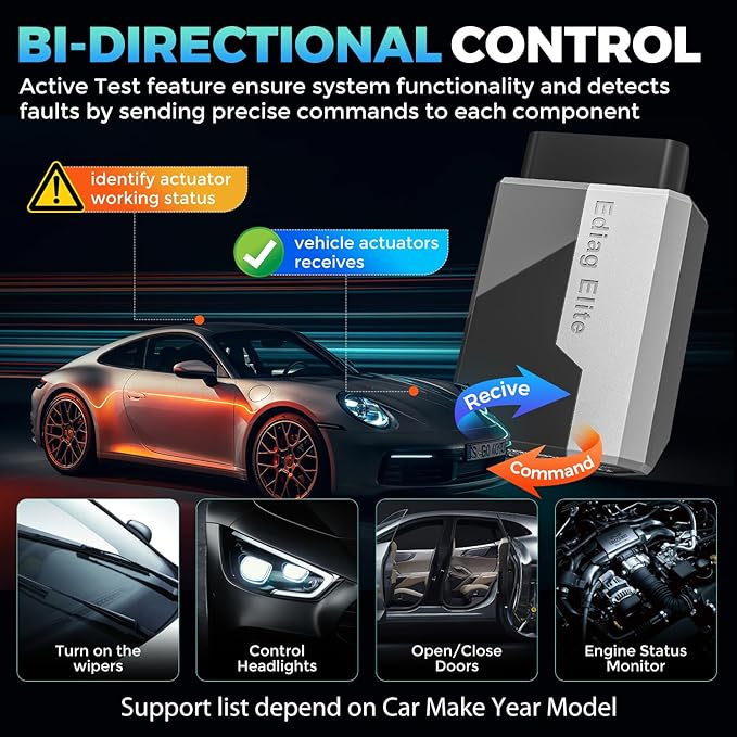 KINGBOLEN Ediag Elite OBD2 Scanner Bluetooth, Bidirectional Test Scanner All System Diagnostic Tool for iOS & Android, 15+ Hot Reset, CANFD Protocol, FCA AutoAuth, No Subscriptions Lifetime Update