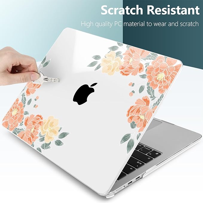 TWOLSKOO Compatible with MacBook Air 13 inch Case M5 2026 M4 2025 M3 M2 2024-2022 A3449 A3240 A3113 A2681, Plastic Hard Shell & Keyboard Cover for MacBook Air 13.6 inch Case, Vintage Roses