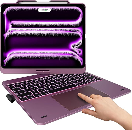 typecase Touch Case with Keyboard for iPad Pro 13"(M5/M4, 2025/2024), iPad Air 13"(M4/M3/M2, 2026/2025/2024) & iPad Pro 12.9", Trackpad, 360° Rotatable, 11-Colors Backlit, Soft Purple