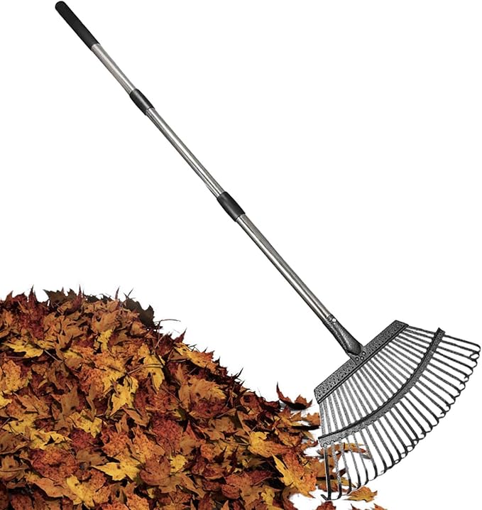 Garden Leaf Rake Fallen Leaves Collector Non Slip Chicken Coop Rake Lawn Tool for Roof Debris Grass Clippings Flower Bed Lawn