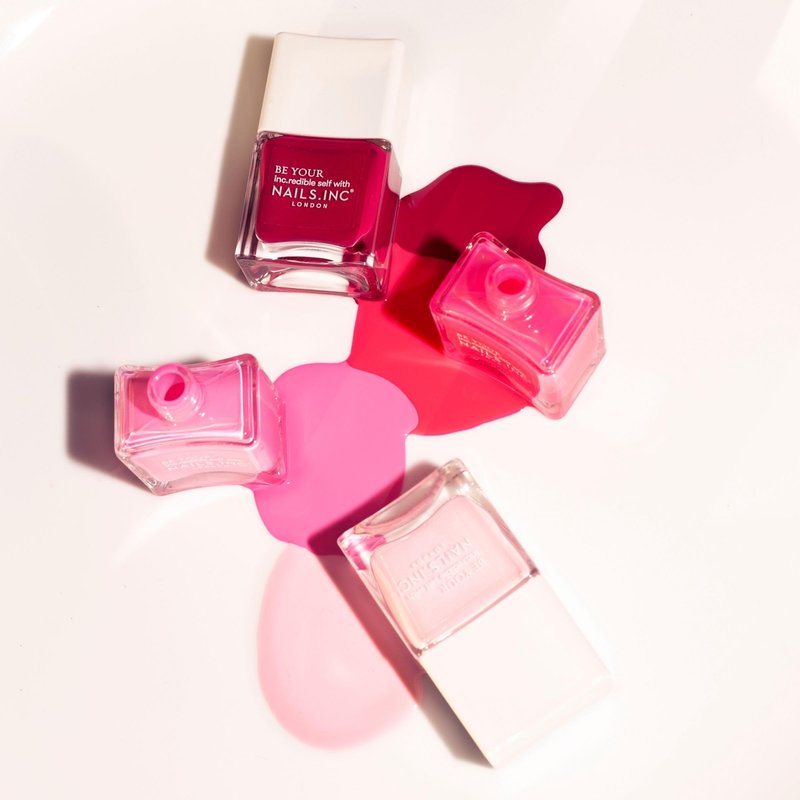 Nails Inc Relationship Status, Blushing Pink Nail Polish, Mothers Day Gift, Long Wearing, High Shine, Rouge, Neon Pink & Rich Berry, Full Coverage, Chip Resistant, Air Dry, Vegan, 4 Piece Set