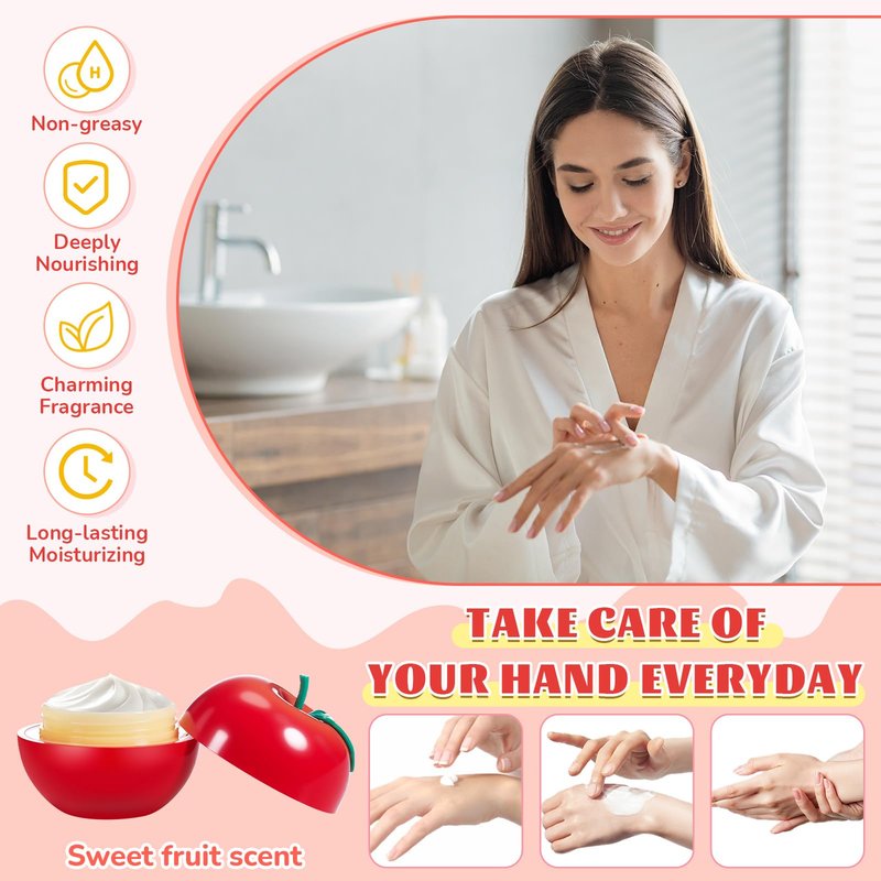 Swiffen 6 Pcs Hand Cream Gifts Set for Women Strawberry Hand Lotion Travel Size Moisturizing for Dry Cracked Hands Birthday Party Favors Supplies Funny Fruit Gifts for Teacher Nurse Mother Her