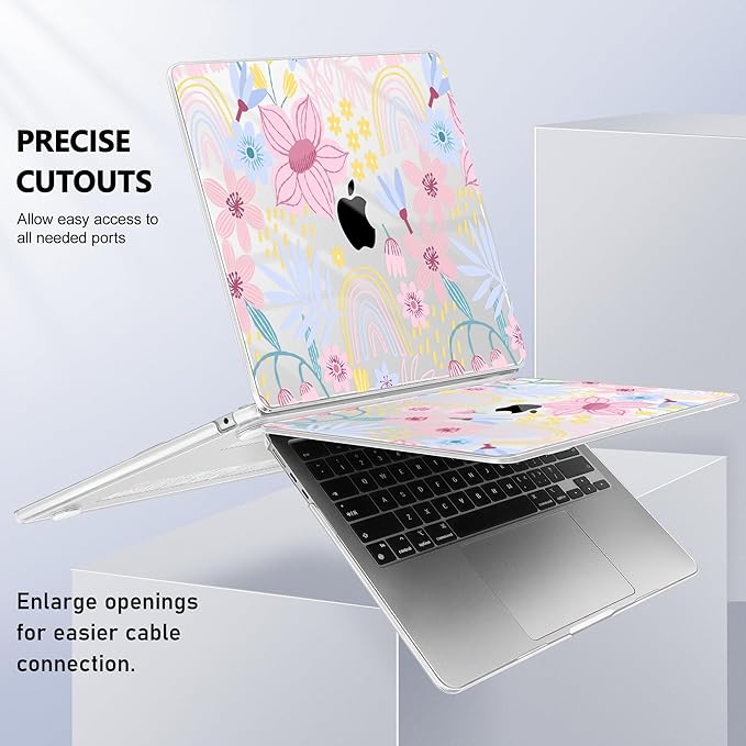 Lepeoac Case for 2026/2025/2024/2023 MacBook Air 15-inch Laptop Release M5 A3448 /M4 A3241 /M3 A3114 /M2 A2941, Stylish Protective Hard Shell Cover for MacBook Air 15.3 inch, Florals