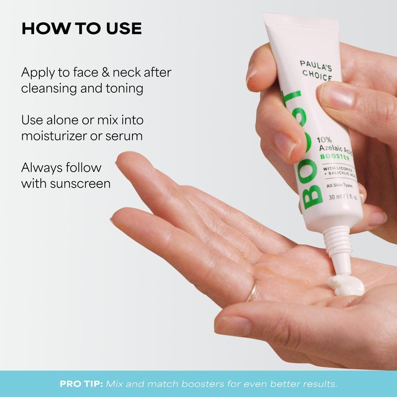Paula’s Choice BOOST 10% Azelaic Acid Booster Cream Gel, Oil-Free Serum Fades Discoloration & Post-Blemish Marks, with Licorice Extract & Salicylic Acid, Fragrance-Free, 0.17 Fl Oz