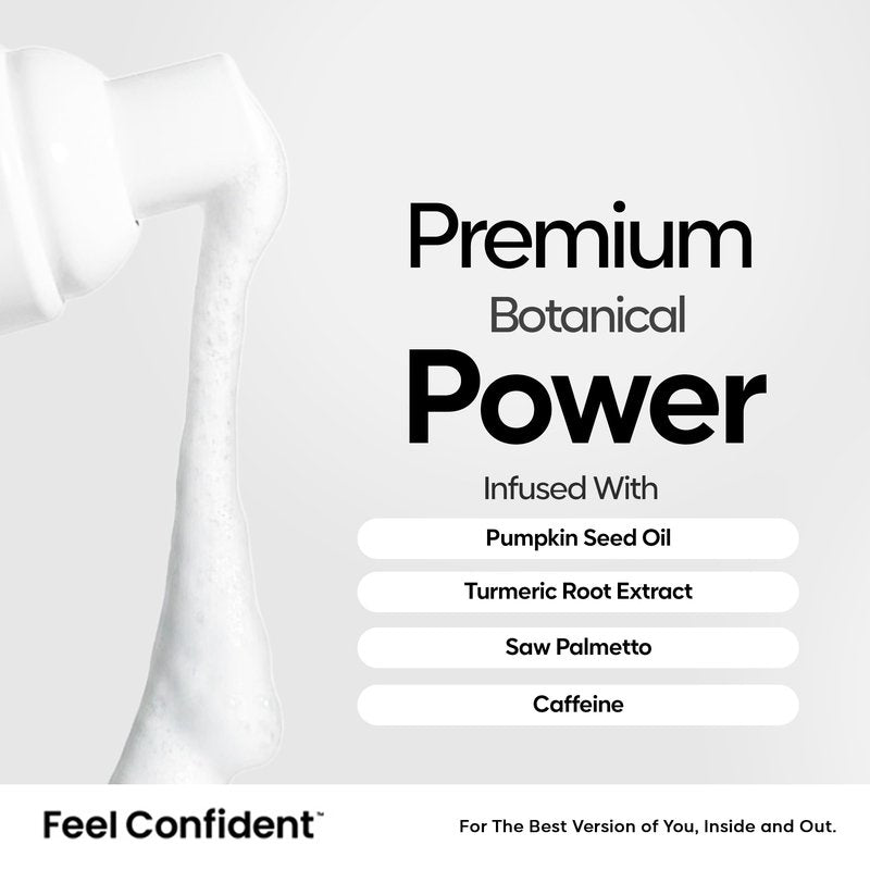 Feel Confident Thickening Foam - Hair Surgeon Formulated for Men & Women with Saw Palmetto, Pumpkin Seed Oil, Caffeine & Turmeric, Lightweight Volumizing & Styling Mousse for Fine or Thin Hair 1.7oz