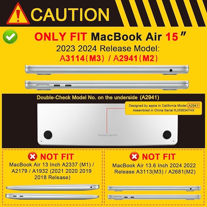 Batianda Premium Case for New MacBook Air 15 inch with M5 M4 M3 M2 Chip 2026 2025 2024 2023 Release, Designed Ultra-Slim Hardshell & Keyboard Cover & Screen Protector 4-in-1 Bundle, Moon in Sky