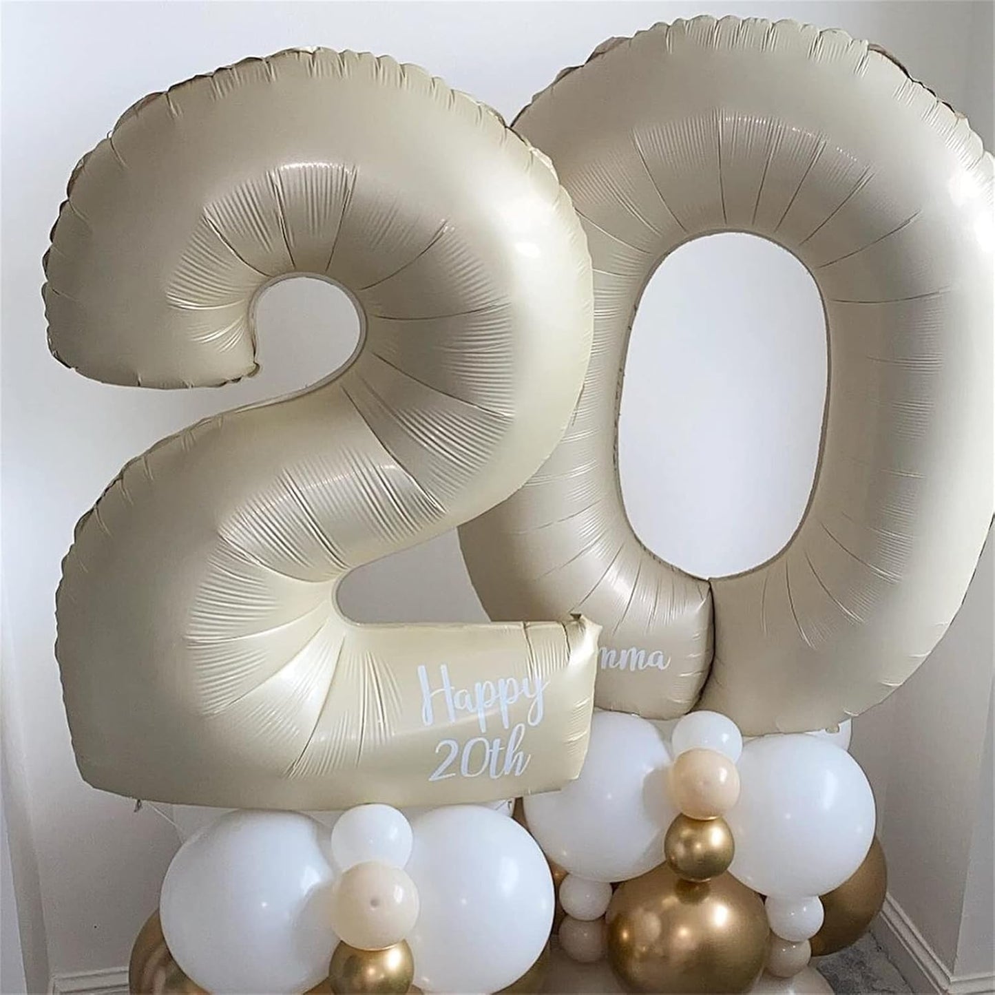 Skiennix 40-Inch Giant Helium Number Balloons - Beige 2nd Birthday Decorations for Boys & Girls