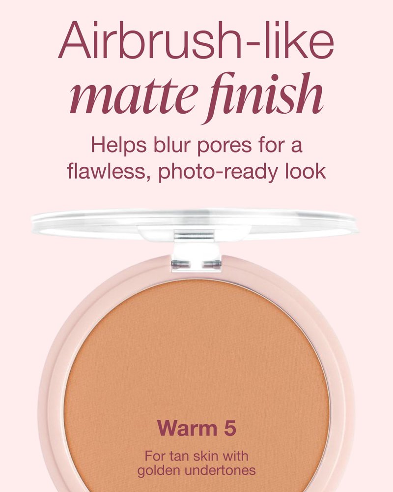 Mineral Fusion Pressed Powder Foundation - Matte Finish Face Powder for Tan Skin with Golden Undertones - Age Defying Foundation Makeup - Talc Free, Hypoallergenic, Cruelty-Free (Warm 5)