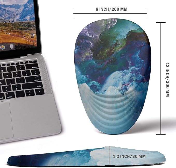 LSLXDCLJ Ergonomic Mouse Pad with Wrist Rest Support,Mousepad Relief Carpal Tunnel Pain, Entire Memory Foam Mouse Pad with Non-Slip PU Base, Wireless Mouse Pad,Falls Dazzling Galaxy
