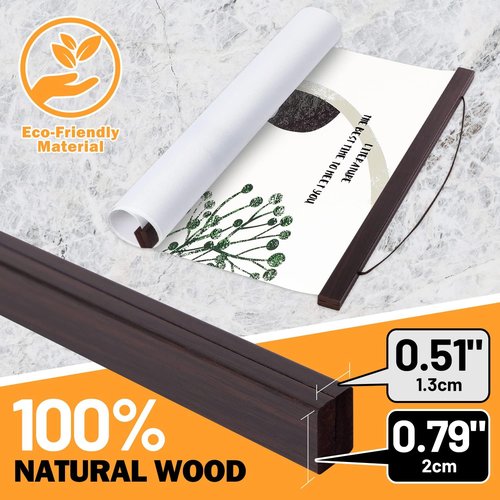 Benjia Magnetic Light Wood Poster Frame - 27" for Photos, Canvas & Artwork | Walnut Finish (1 Pack)