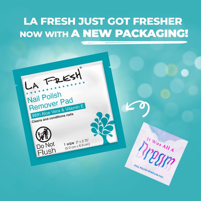 La Fresh Nail Polish Remover Wet Wipes with Lavender, Aloe Vera, and Vitamin E Pack of 50ct Acetone-Infused Pads - Nail Care Travel Essentials