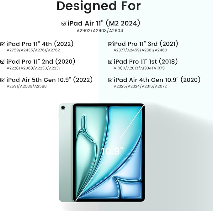 OPAKIT Keyboard Case for iPad Air 5th/4th Pro 11 inch, 7-Color Backlit Detachable Wireless Keyboard Case with Pencil Holder, Stand Folio Cover for Gen 2020/2022, Pro 4th/3rd/2nd/1st Gen, Teal