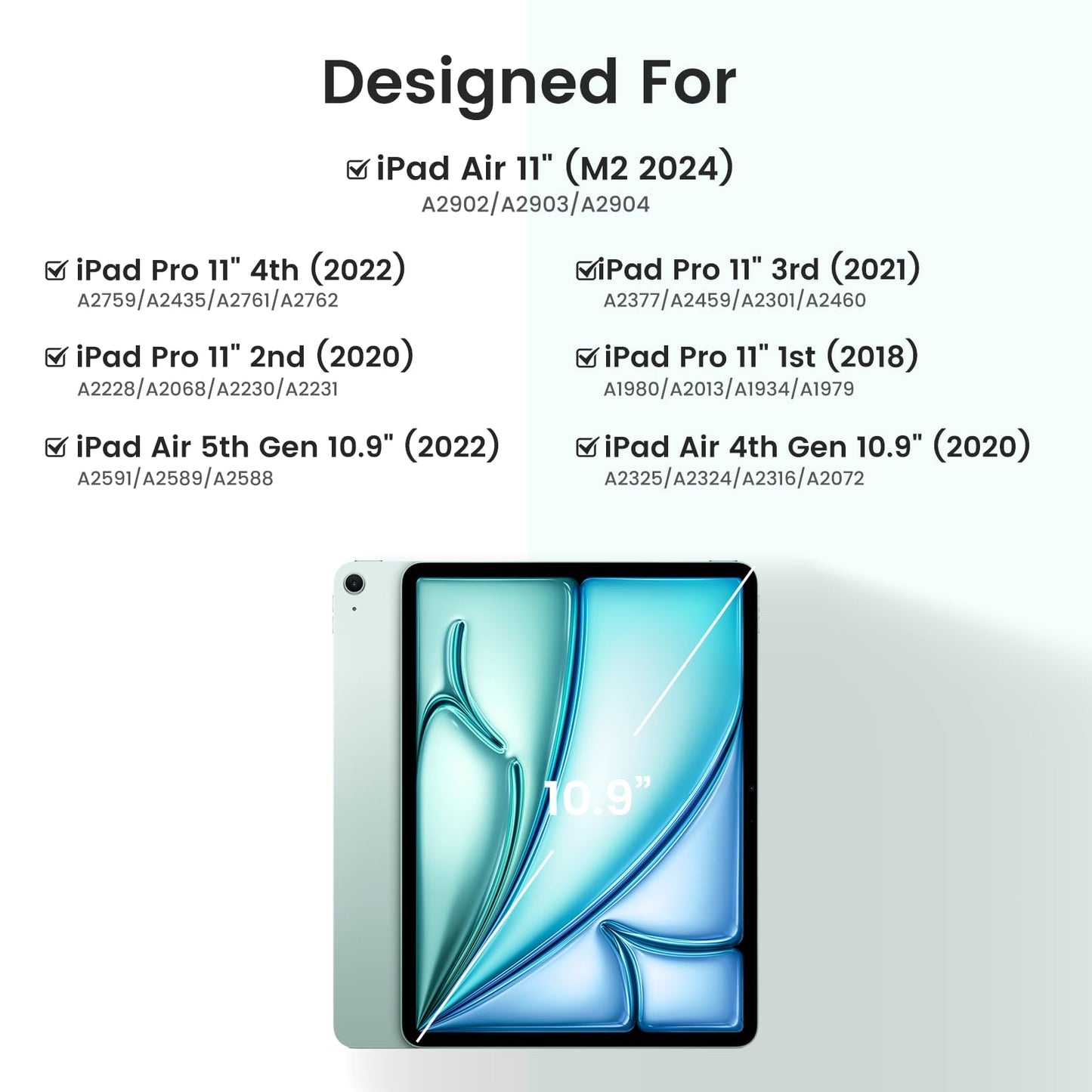 OPAKIT Magnetic Keyboard Case for iPad Air 11-inch (M2 2024) & Pro 11 1st/2nd/3rd/4th,360 Rotation Detachable & 7 Color Backlit BT Keyboard Cover for ipad Air 5th 4th Generation 10.9 inch(Teal)