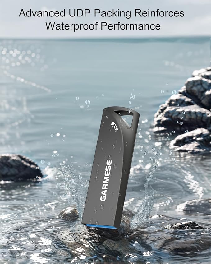 GARMESE 32GB USB 3.0 Flash Drive, 5-Pack Waterproof Metal USB Memory Stick, Slim Thumb Drive Portable Pen Drive with Keychain Hole Stylish Jump Drive for Computer/Car/Smart TV
