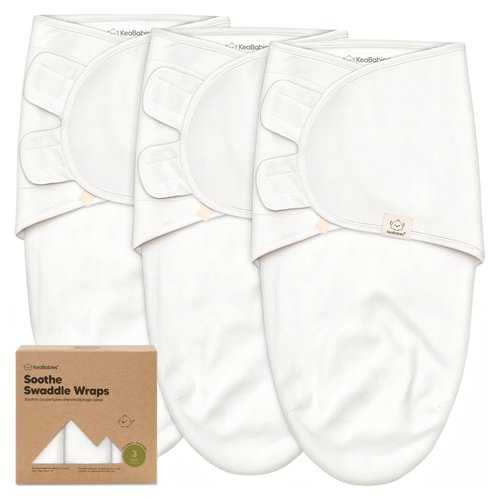 3-Pack Organic Baby Swaddle Sleep Sacks - Swaddles for Newborns, Infant 0-3 Months, Baby Girls, Boys, Soft & Snug Newborn Sleep Sack, Nursery Swaddling Blankets (Soft White, OS)