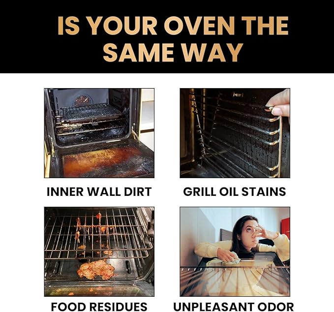 Oven and Grill Cleaning Spray – Dissolves Grease in 5 Minutes, No Scrubbing Required, Removes Odors, Eliminates Thick Grease & Build Up, Grease Remover, 3.38 Floz (2pcs)