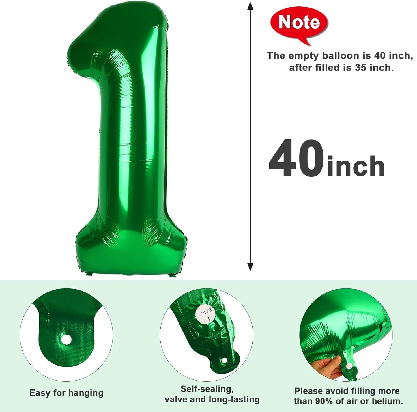 Skiennix 40-Inch Dark Green Number Balloons - Happy Birthday & Wedding Anniversary Decor
