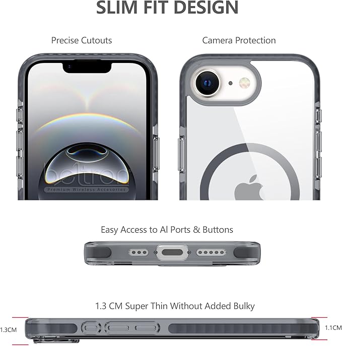 BELTRON Belt Case for iPhone 16e (2025) iPhone 17e (2026) Slim Protective Transparent Case & Rotating Belt Clip Holster Combo (Compatible with MagSafe)
