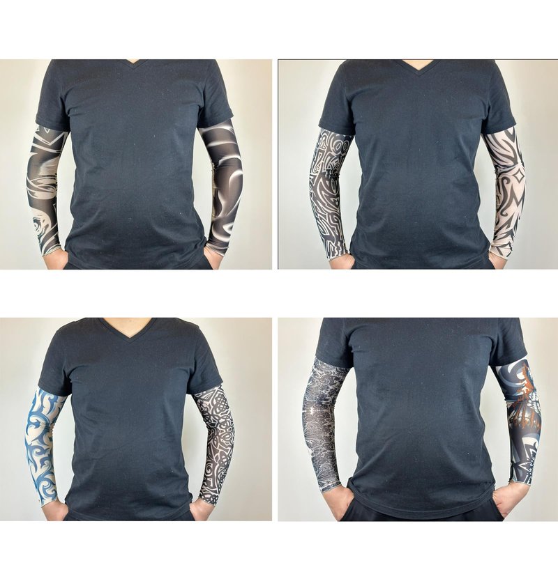 iToolai Temporary Tattoo Sleeves for Men, 8 pcs Set UV Protection Cooling Tattoo Arm Sleeves Slip on(Tribal Designs)