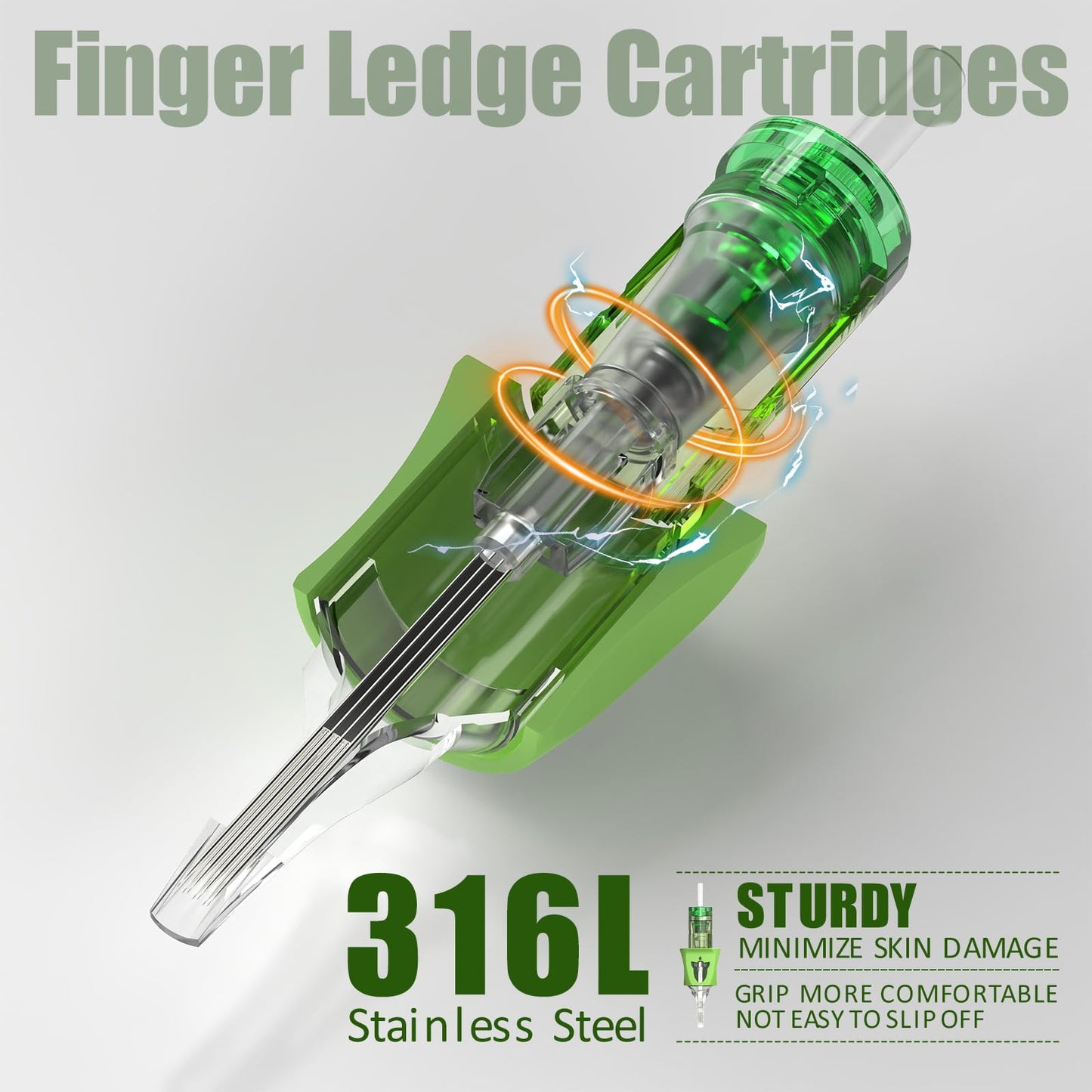 Wormhole Tattoo Cartridge Needles, 50pcs Mixed Disposable Tattoo Needles Tattoo Finger Ledge Cartridges #12 Round Liner Magnum Round Shader 3RL 5RL 7RL 9RL 5RS 7RS 7RM 9RM 9M1 11M1 for Tattoo Gun