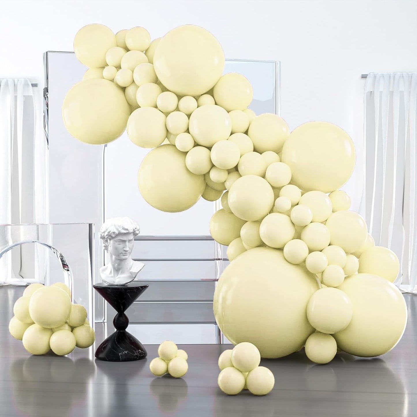 PartyWoo Pastel Yellow Balloons - 127-Piece Arch Kit in Various Sizes for Baby Showers & Birthdays