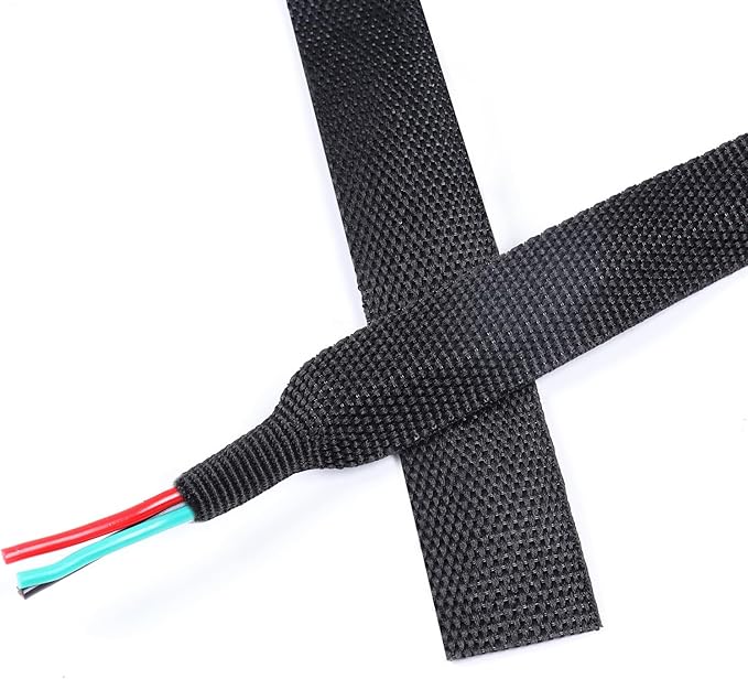 BuyUneed Heat Shrinkable Braided Sleeving 2:1 Ratio- Abrasion Protection Flexibility Wiring Harness Cable Sheath (3/4" ID, 30ft)