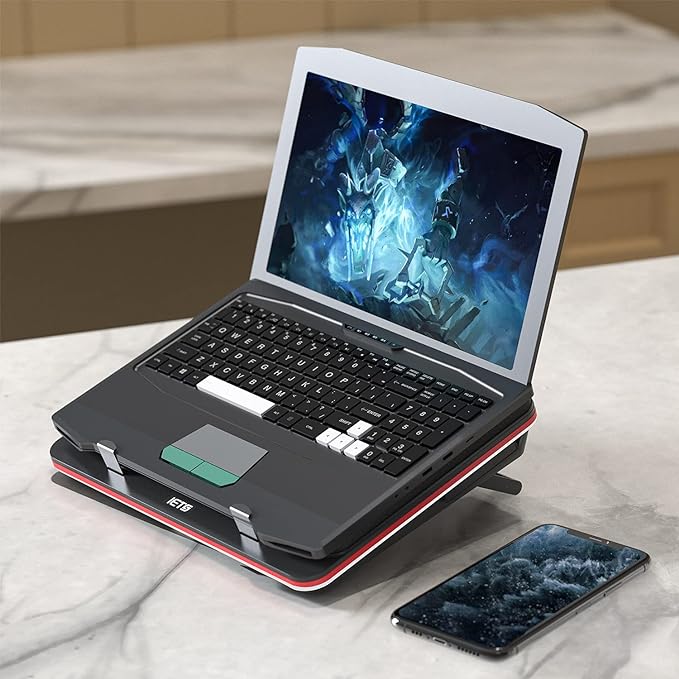 IETS GT500 Powerful Turbo-Fan (4200 RPM) Laptop Cooling Pad with Infinitely Variable Speed,Seal Foam for Rapid Cooling Gaming Laptop,Dust Filter for Protect Laptop,13-17.3inch Laptop Cooler