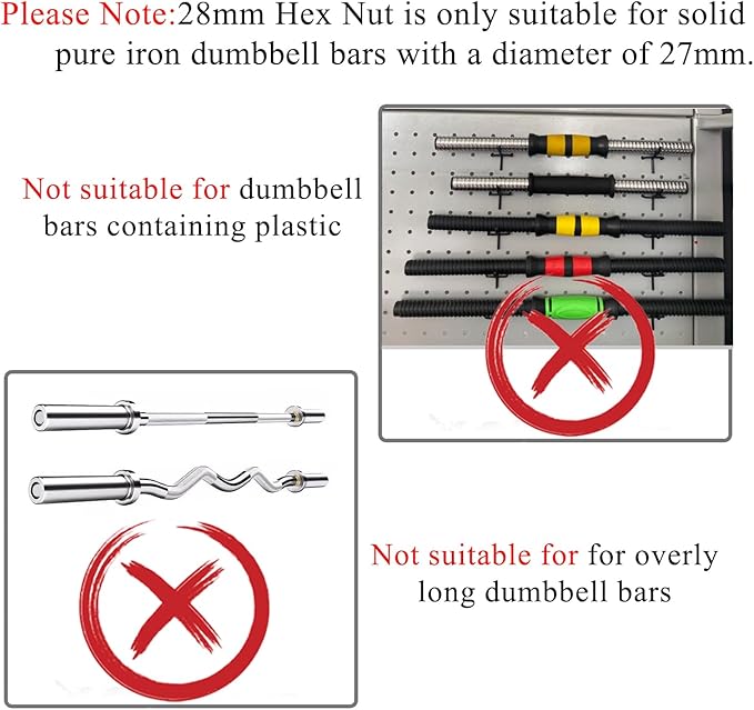 Lamoutor 2Pcs Anti-Slip Hex Nut Collar Screw for Barbell Dumbbell Weight Lifting 28mm