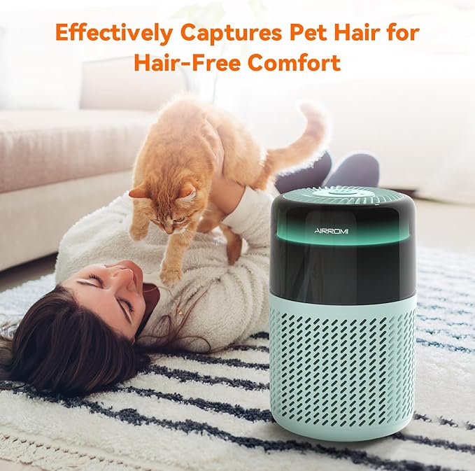 AIRROMI HEPA Air Purifier for Bedroom&Home,Pet Air Purifier for Home Pets,Removes Pet Odor,Cat Litter Smell,Dust,Smoke&Allergies,Quiet Room Air Purifier with Scents,360°Air Cleaner,A2005 Turquoise