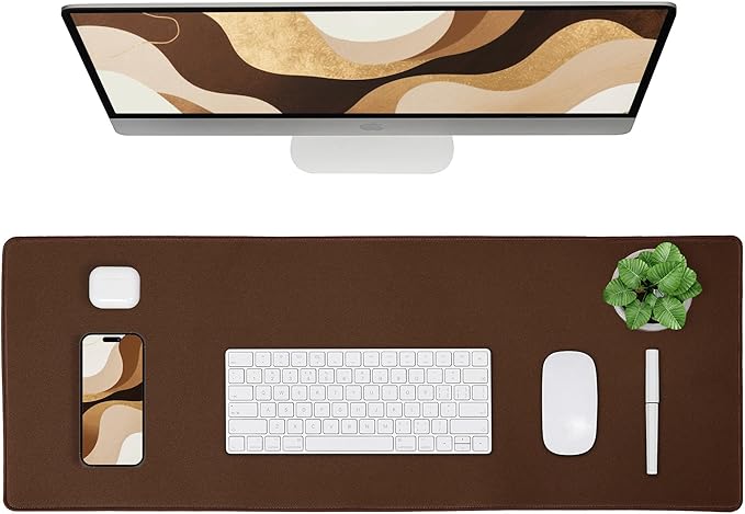 ALOANES Waterproof Mouse Pad with Durable Stitched Edge, Gaming Keyboard, Non-Slip Rubber Base Mouse Mat, Extended Desk pad for Gamer, Office& Home, Brown Mousepad 3XL(35.43"x15.74"x0.12")