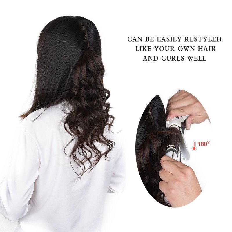 16" Clip in Hair Extensions Remy Human Hair Blue Balayage for Women - Silky Straight 100% Real Human Hair 55grams 4pieces #(1B/Blue) T1B Color
